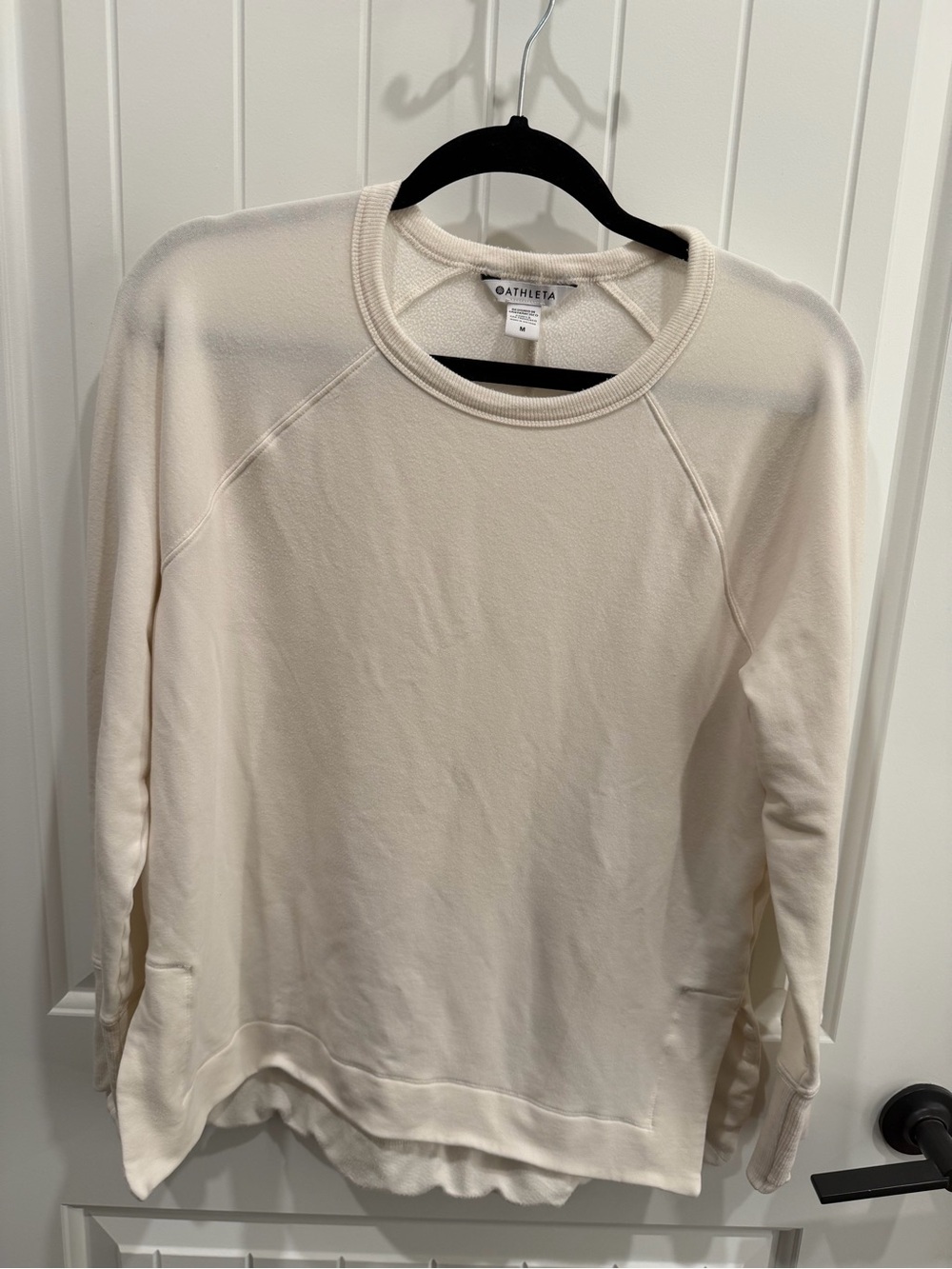 Athleta Cozy Karma Fleece Sweatshirt Cream Ivory Size Medium